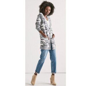 Lucky‎ Brand Gray & White Camo Button Front Cardigan Sweater M